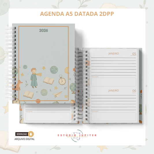 Agenda A5 Datada 2DPP - 2026 - Pequeno Príncipe